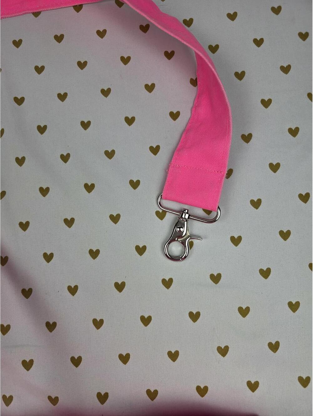 Victoria's Secret NEON PINK Tote Canvas Logo Duffel Bag Purse Long Strap - Picture 6 of 9